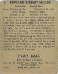 (R336)  1941 Gum, Inc. Play Ball Sports Hall of Fame  Baseball Card  #1  Eddie Miller