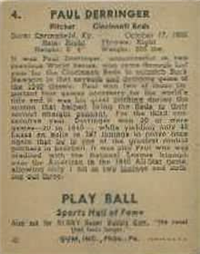 (R336)  1941 Gum, Inc. Play Ball Sports Hall of Fame  Baseball Card  #4  Duke Derringer