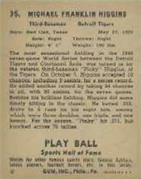 (R336)  1941 Gum, Inc. Play Ball Sports Hall of Fame  Baseball Card  #35  Pinky Higgins