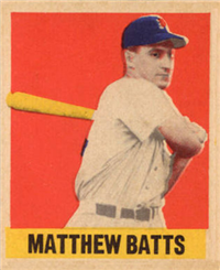 (R-401-1)  1948 Leaf All-Star  Baseball Card  #108  Matthew Batts  (Short Print)