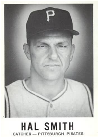 1960 Leaf Baseball Card  #58  Hal Smith (team blackened)