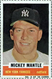 1961 Bazooka Baseball Card  #2  Mickey Mantle  (Hall of Fame)