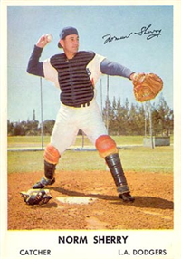 1961 Bell Brand Dodgers Baseball Card  #34  Norm Sherry