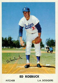 1961 Bell Brand Dodgers Baseball Card  #37  Ed Roebuck