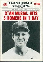 1961 Nu-Card Scoops Baseball Card  #421 "Stan Musial Hits 5 Homers In One Day"