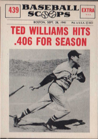 1961 Nu-Card Scoops Baseball Card  #439  "Ted Williams Hits .406 For Season"