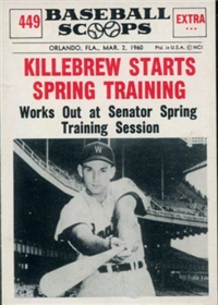 1961 Nu-Card Scoops Baseball Card  #449 "Killebrew Starts Spring Training"