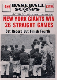 1961 Nu-Card Scoops Baseball Card  #456 "New York Giants Win 26 Straight Games"