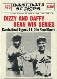 1961 Nu-Card Scoops Baseball Card  #476  "Dizzy And Daffy Dean Win Series"