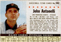1961 Post Cereal Box Baseball Card  #142a  John Antonelli (box, Giants)