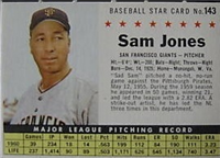 1961 Post Cereal Box Baseball Card  #143a  Sam Jones (box)