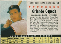 1961 Post Cereal Box Baseball Card  #144b  Orlando Cepeda (company)