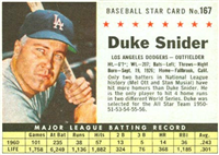 1961 Post Cereal Box Baseball Card  #167b  Duke Snider (company)  (Hall of Fame)