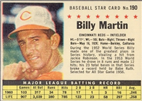 1961 Post Cereal Box Baseball Card  #190b  Billy Martin ( company, sold line)