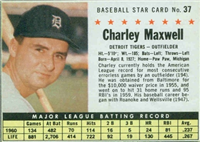1961 Post Cereal Box Baseball Card  #37a  Charley Maxwell (box)