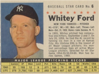 1961 Post Cereal Box Baseball Card  #6a  Whitey Ford (box)  (Hall of Fame)