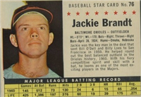 1961 Post Cereal Box Baseball Card  #76a  Jackie Brandt (box)
