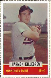 1962 Bazooka Baseball Card  #44  Harmon Killebrew  (Hall of Fame)