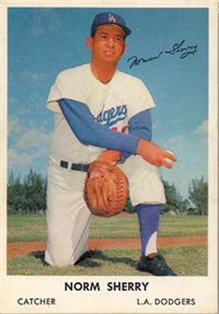 1962 Bell Brand Dodgers Baseball Card  #34  Norm Sherry