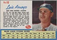 1962 Post Cereal Box Baseball Card  #12  Luis Arroyo