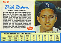 1962 Post Cereal Box Baseball Card  #21  Dick Brown