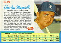 1962 Post Cereal Box Baseball Card  #25  Charley Maxwell