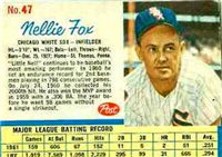 1962 Post Cereal Box Baseball Card  #47  Nellie Fox  (Hall of Fame)