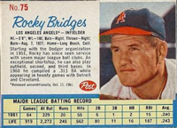 1962 Post Cereal Box Baseball Card  #75  Rocky Bridges