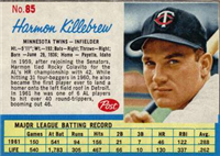 1962 Post Cereal Box Baseball Card  #85  Harmon Killebrew  (Hall of Fame)