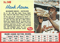 1962 Post Cereal Box Baseball Card  #149  Hank Aaron  (Hall of Fame)