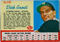 1962 Post Cereal Box Baseball Card  #172  Dick Groat