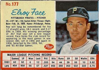 1962 Post Cereal Box Baseball Card  #177  Elroy Face