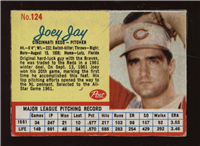 1962 Post Cereal Box Baseball Card  #124b  Joey Jay (red lines around stats)