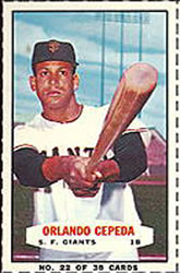1963 Bazooka Baseball Card  #22  Orlando Cepeda  (Hall of Fame)
