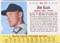 1963 Post Cereal Baseball Card  #10a Jim Kaat (Pole In Background)