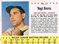 1963 Post Cereal Baseball Card  #17  Yogi Berra  (Hall of Fame)