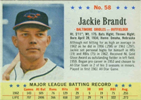 1963 Post Cereal Baseball Card  #58  Jackie Brandt
