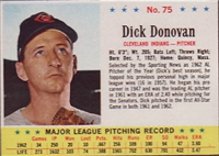 1963 Post Cereal Baseball Card  #75  Dick Donovan