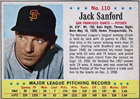 1963 Post Cereal Baseball Card  #110 Jack Sanford