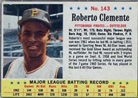 1963 Post Cereal Baseball Card  #143  Roberto Clemente  (Hall of Fame)