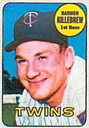 1969 Topps Decals  Baseball Card   Harmon Killebrew  (Hall of Fame)