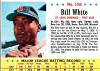 1963 Post Cereal Baseball Card  #158b Bill White (Height: 6'0&quot;)