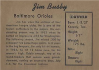 1958 Hires Root Beer Baseball Card  #2 Jim Busby (Test Set)
