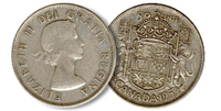 CANADA 50 Cent Silver Half Dollar Coin, Any 1908 through 1967 Dates
