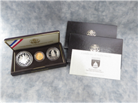 Congressional Gold and Silver Three Coins Proof Set with Box and COA (US Mint, 1989)