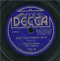 LEROY'S BUDDY (BILL GAITHER)    Who's Been Here Since I Been Gone    (Decca  7233,  1936) 78 RPM Race Record