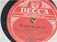 AL JOLSON with MORRIS STOLOFF    You Made Me Love You    (Decca  23613,  1946) 78 RPM Pop Record