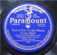 GLADYS BRYANT    You've Got to See Mama Every Night    (Paramount  12026,  1923) 78 RPM Blues Record