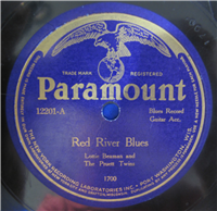 LOTTIE BEAMAN AND THE PRUETT TWINS    Red River Blues   (Paramount  12201,  1924) 78 RPM Race Record