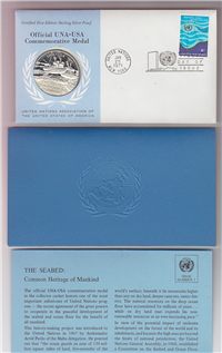 Franklin Mint  United Nations Official 1971 United Nations UNA-USA Commemorative Medal and First Day Cover